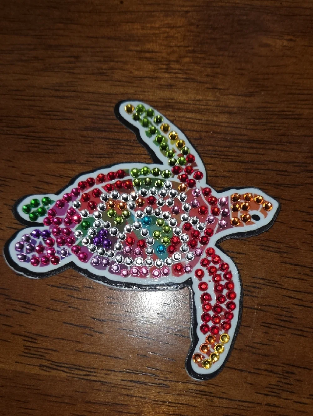 Handmade Colorful Bejeweled Sea Turtle Magnet - Picture 3 of 4